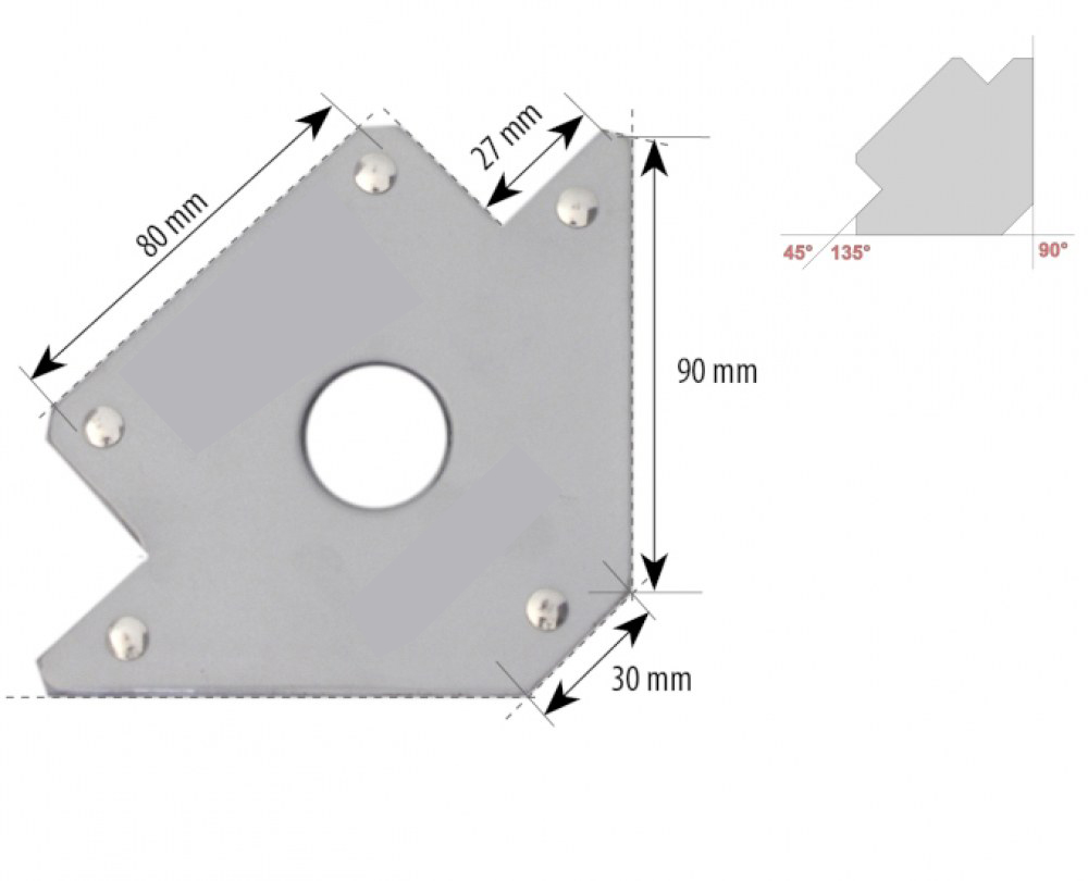 Angle magnétique pour soudure - maintient précis à 45°, 90°, 135° - support de fixation aimantE - 22kg [la pièce]