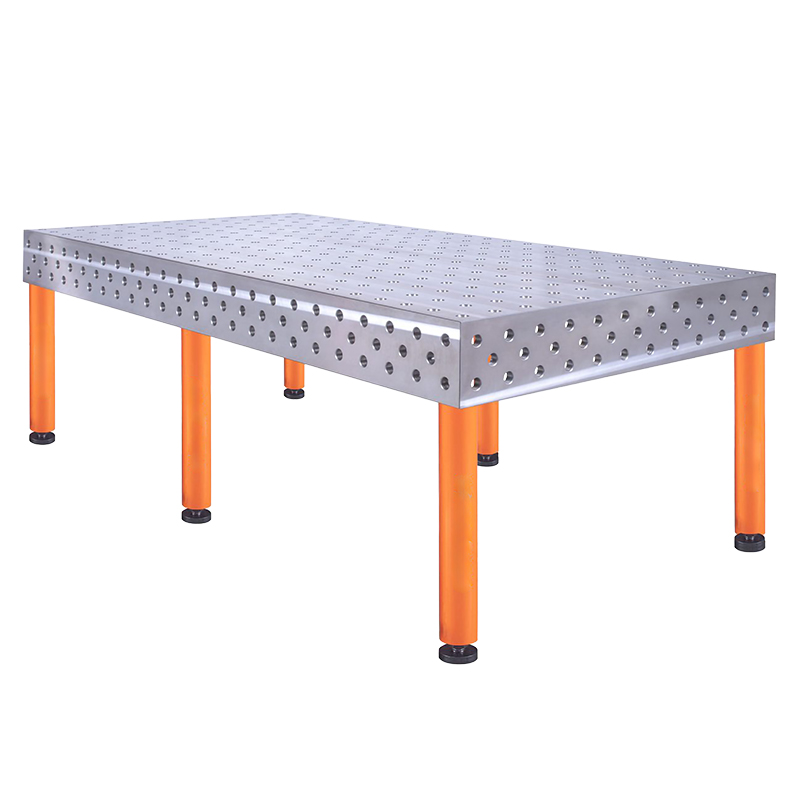 Table de soudage 2400 x 1200 x 200mm avec 6 pieds à roulettes de 550mm - FONTE EN-GIL-300, Epaisseur plateau 25mm, système d28 [la pièce]