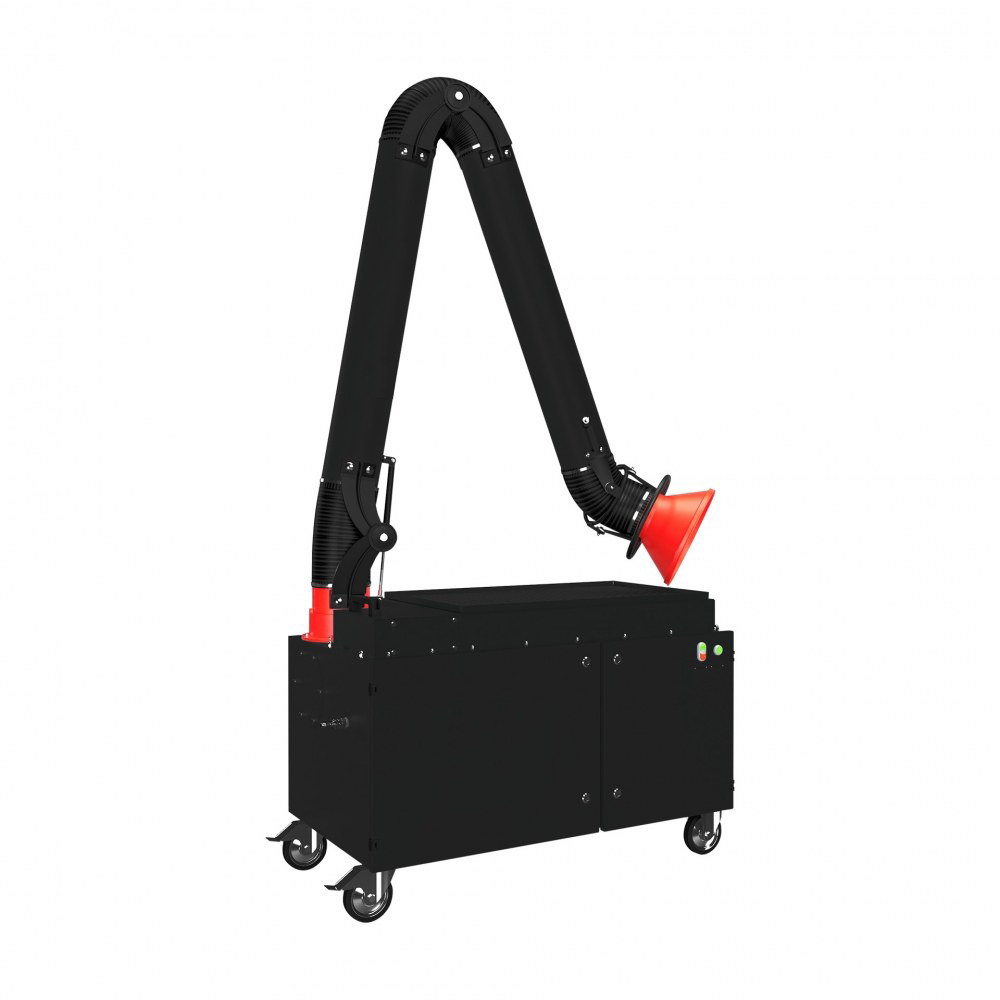 Extracteur de fumées mobile avec bras d’aspiration 2m - débit 1000 m³/h, double filtration, alimentation 230v [la pièce]