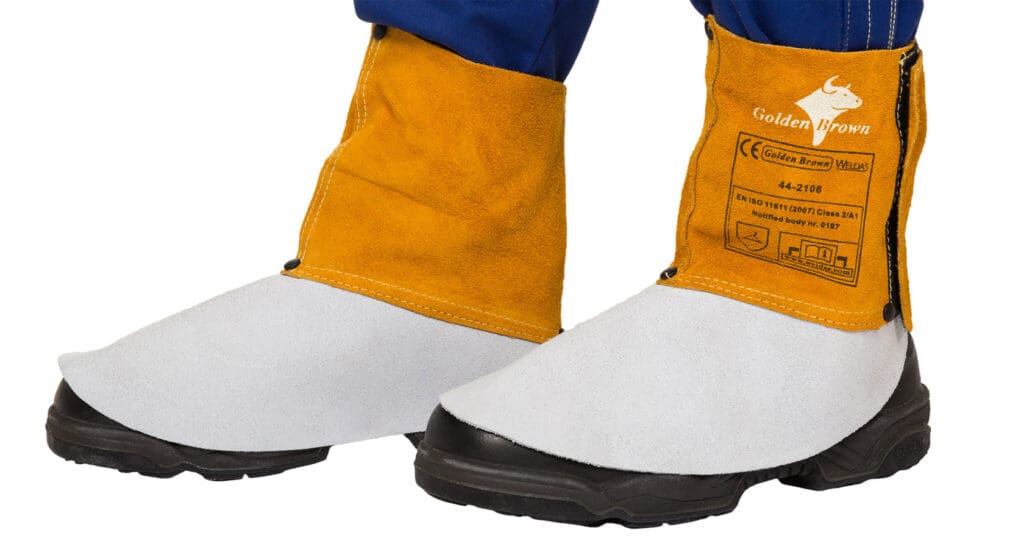 Guêtre de soudeur en cuir croûte gris [la paire]
