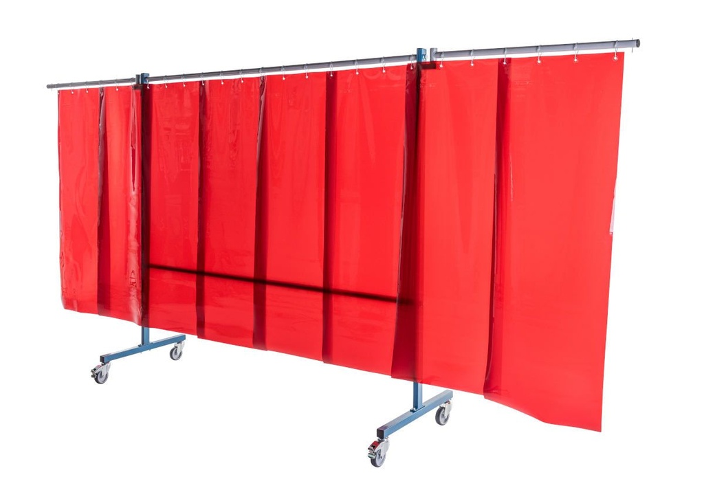 Ecran mobile d'atelier 3 VOLETS avec 8 lanières Epaisseur 570 x 1 mm - Orange - hauteur 1950 mm x largeur 4000 mm [la pièce]
