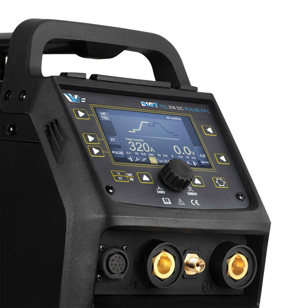 Poste à souder PROTIG 318DC pulsé -SOURCE SEULE- TIG/MMA 320A à 60 % refroidi air avec torche TIG 4m, Kit Pince de masse 4m et adaptateur 12 pin - alimentation 380V triphasé [la pièce]