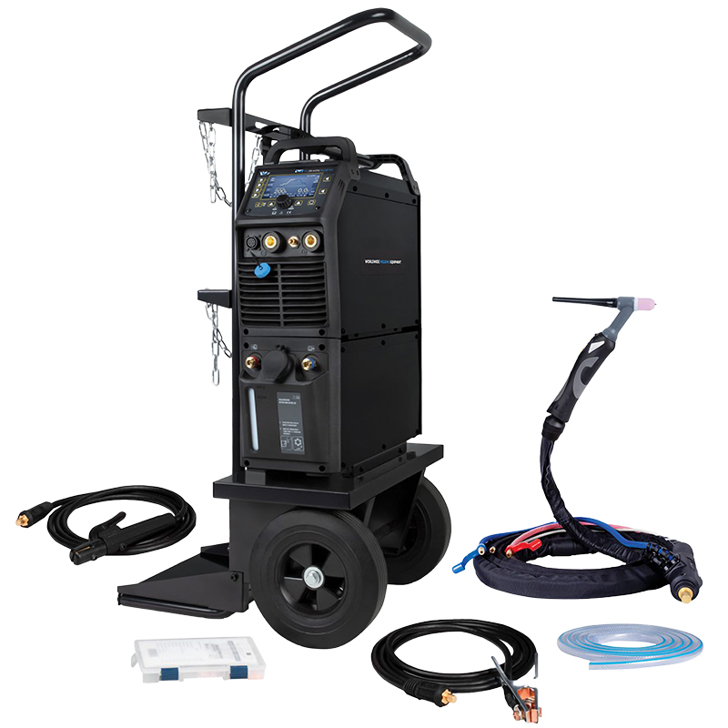 Poste à souder PROTIG 218 AC/DC - TIG pulsé AC/DC, MMA 200A à 60 % avec torche TIG20 4m, Kit Pince de masse 3m, refroidisseur intégré et chariot - alimentation 230V monophasé [la pièce]