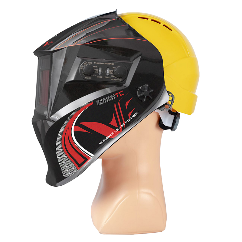 Masque de soudure automatique PROSPAR9230 avec casque de chantier - 4 capteurs, teinte variable din 4-8 / 9-13, filtre true color, 100x65 mm, classe optique 1/1/1/1, garantie 2 ans [la pièce]