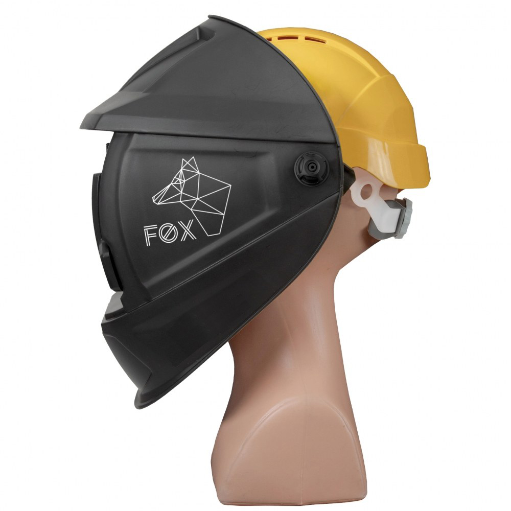 Masque de soudure PROFOX avec casque de chantier - verre minéral - 110 x 90 mm, teinte din 11 [la pièce]