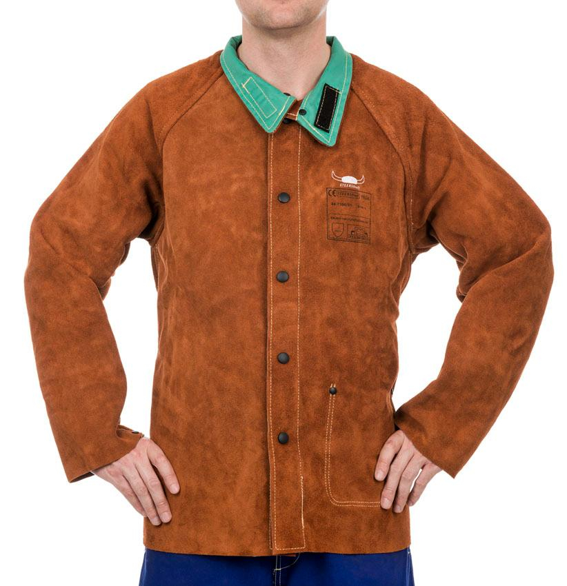 Veste soudeur cuir croute bovin fermeture velcro+pression taille L [la pièce]
