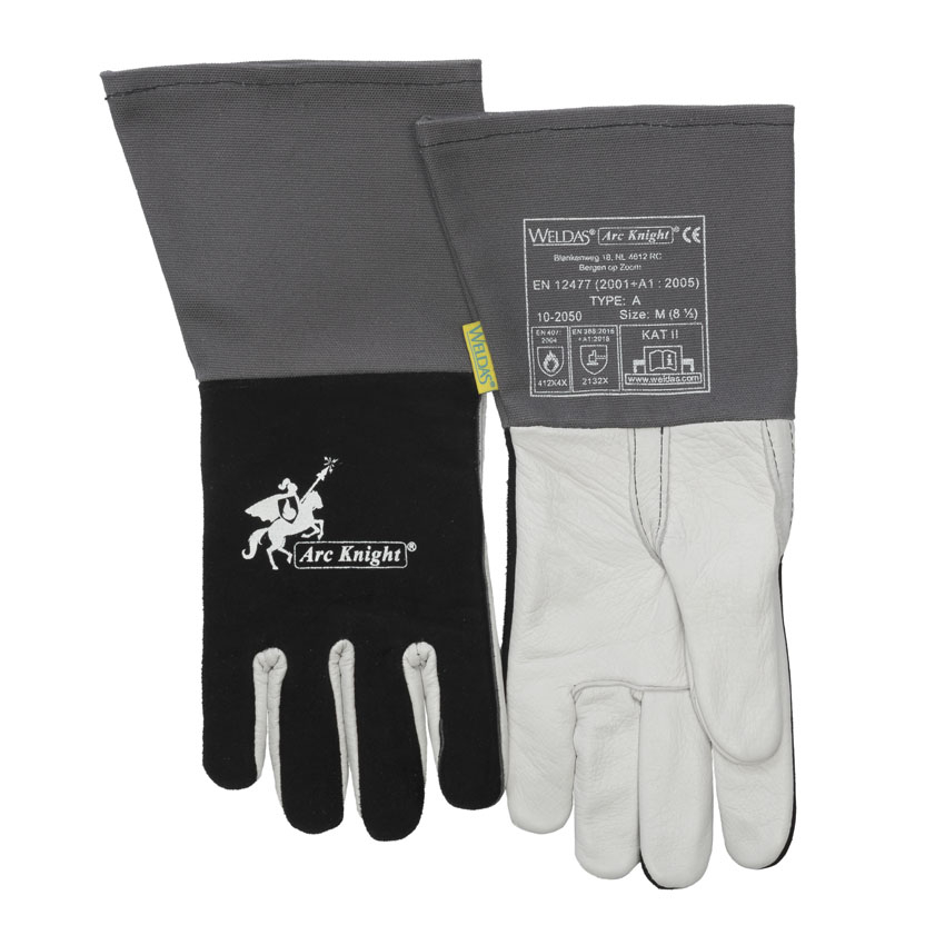Gants de soudure MIG Cuir de vachette croûte noir et fleur blanc taille L [la pièce]