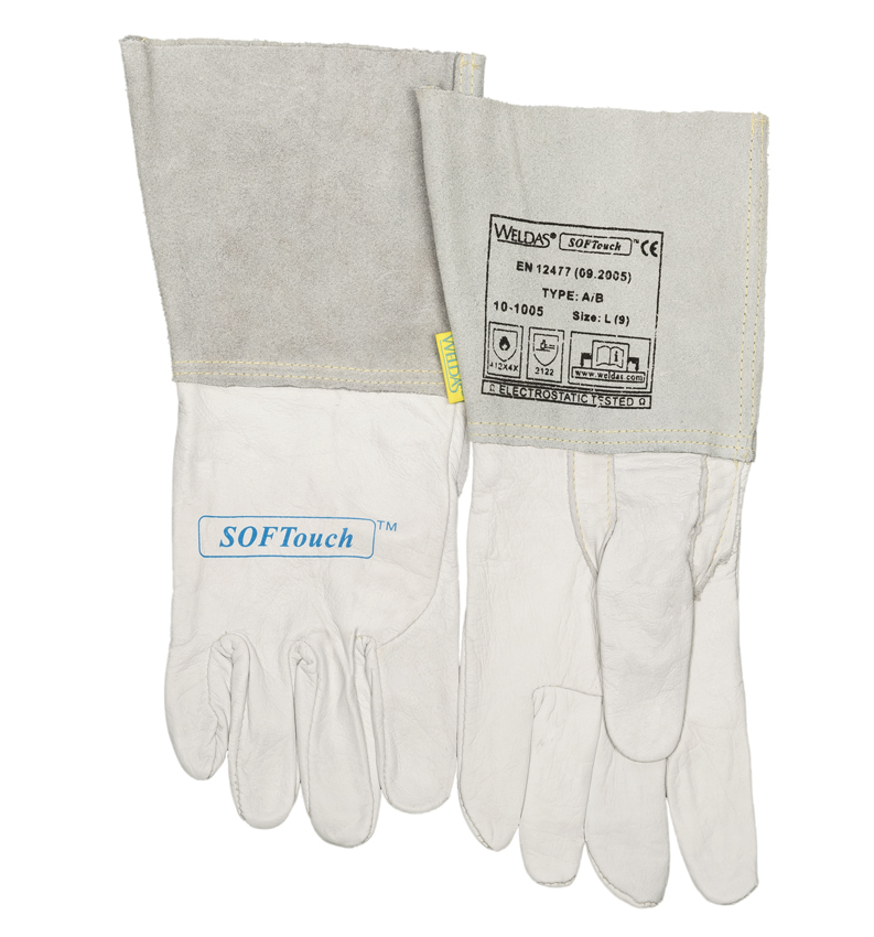Paire de gants de soudure spécial TIG cuir bovin avec pouce renforcé et doigt index sans couture taille XL [la pièce]