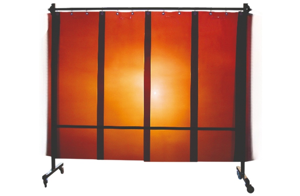 Ecran mobile d'atelier 1 VOLET avec Lanières suspendues épaisseur 1,0 mm - Bronze - DIN EN ISO 25980- hauteur 1950 mm x largeur 2100 mm -Monté sur 4 roulettes Ø 100 mm  dont 2 avec frein [la pièce]