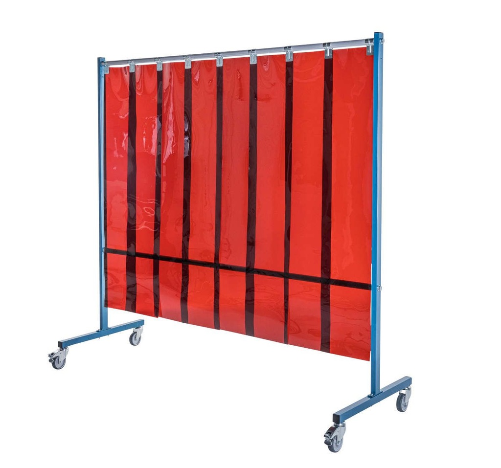 Ecran mobile d'atelier 1 VOLET avec Lanières suspendues 300 x 2 mm - Bronze - DIN EN ISO 25980- hauteur 1950 mm x largeur 2100 mm -Monté sur 4 roulettes Ø 100 mm  dont 2 avec frein [la pièce]