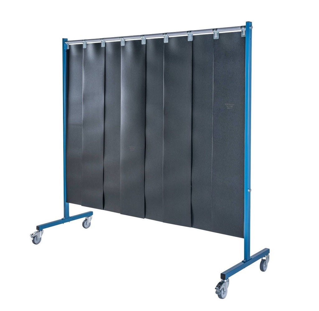 Ecran mobile d'atelier 1 VOLET avec Lanières suspendues 300 x 2 mm - Vert Teinte 9 - DIN EN ISO 25980- hauteur 1950 mm x largeur 2100 mm -Monté sur 4 roulettes Ø 100 mm  dont 2 avec frein [la pièce]