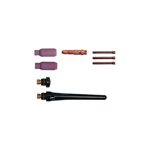 [KIT39200WWEK] KIT DE DEMARRAGE POUR TORCHES TIG TTW17/18/26 (BOUCHON LONG+PORTE ELECTRODES Ø2.4MM+DIFFUSEUR GAZ Ø2.4MM+BUSE CERAMIQUE GR 6 Ø9.8MM)