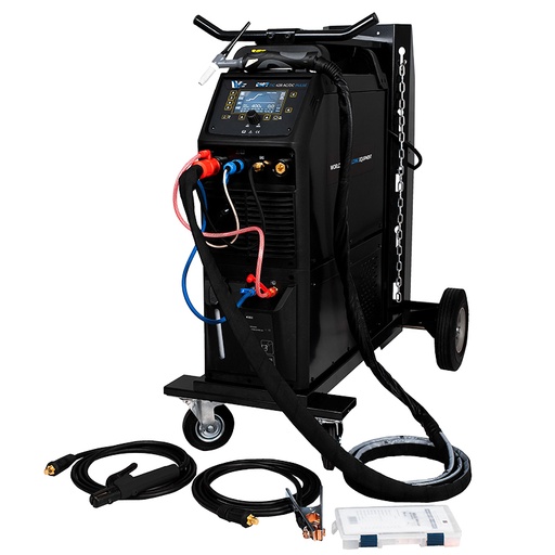 [POS-PROTIG428ACDC-WCS] Poste à souder PROTIG 428 AC/DC pulsé - TIG/MMA 400A à 60 % refroidi eau avec torche TIG 4m, Kit Pince de masse 4m, chariot 4 roues et adaptateur 12 pin - alimentation 380V triphasé [la pièce] - Garantie 2 ans