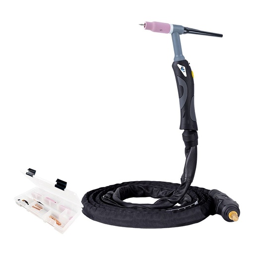 [TTW-17PROFLEX-4M] Torche TIG 17 PRO tête FLEX - longueur 4m, refroidissement air, 150A DC/115A AC, ø Electrode 0.5-3.2mm [la pièce]