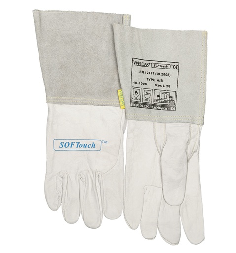 [GAN-TIG-1010050-L] Paire de gants de soudure spécial TIG cuir bovin avec pouce renforcé et doigt index sans couture taille L [la pièce]