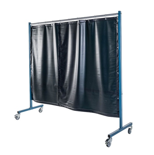 [ECR-1VG9-04-2100] Ecran mobile d'atelier 1 VOLET avec 2 rideaux suspendus épaisseur 0,4 mm - Vert Teinte 9 - DIN EN ISO 25980- hauteur 1950 mm x largeur 2100 mm -Monté sur 4 roulettes Ø 100 mm  dont 2 avec frein [la pièce]